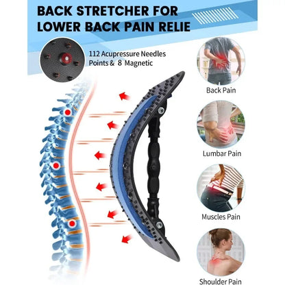 Lumbar Back Stretcher Massager for Spine Pain Relief Vertebral Relaxer Lower Back Traction Waist Correction - Spinal Health Aid